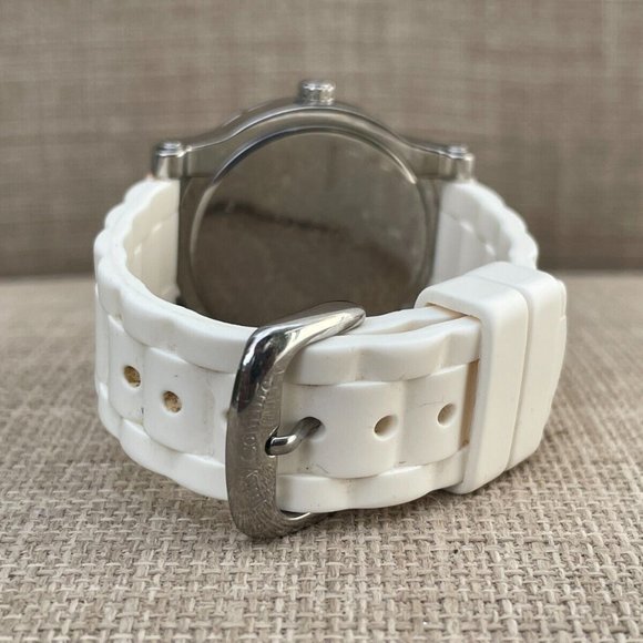 Juicy Couture Ladies Wrist Watch Crytals Accent Face White Rubber Band Quartz - Picture 12 of 12